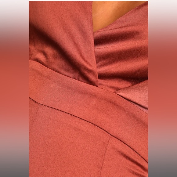Lulu’s Look of Luxe Satin Jumpsuit Color- Rusty Rose Size- Extra Small - Picture 6 of 12